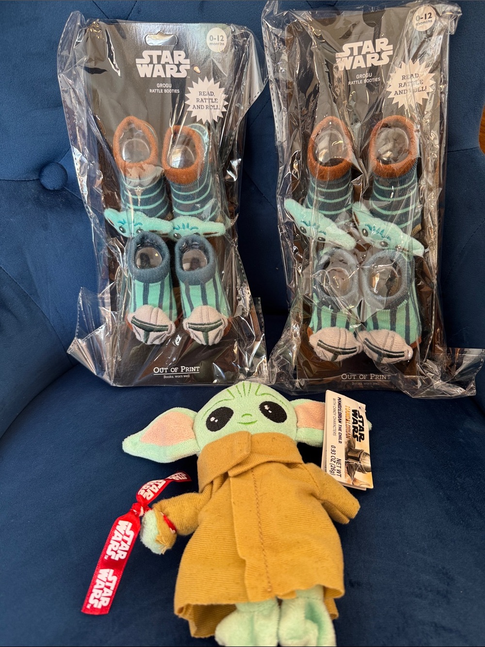 Star Wars Grogu Rattle Booties with cute mandarin plush